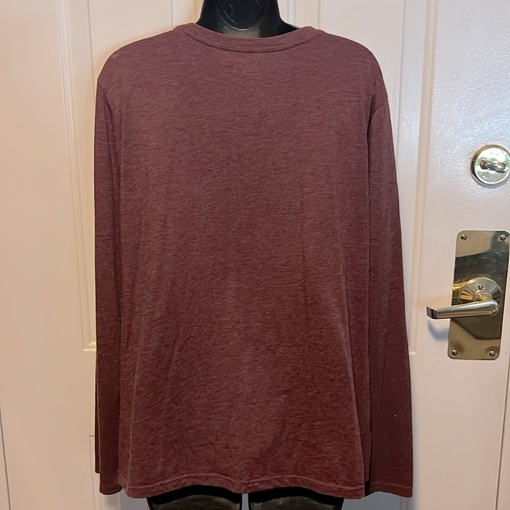 G.H. BASS CO 🐻 COTTON BLEND BURGUNDY RED LONG SLEEVE BEAR TSHIRT TOP Women’s XXL - Picture 5 of 7